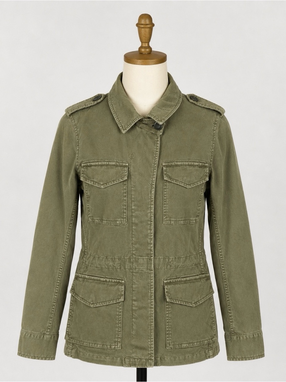 Madewell Military Style Utility Jacket Womens X-Small Olive Green Chin Strap